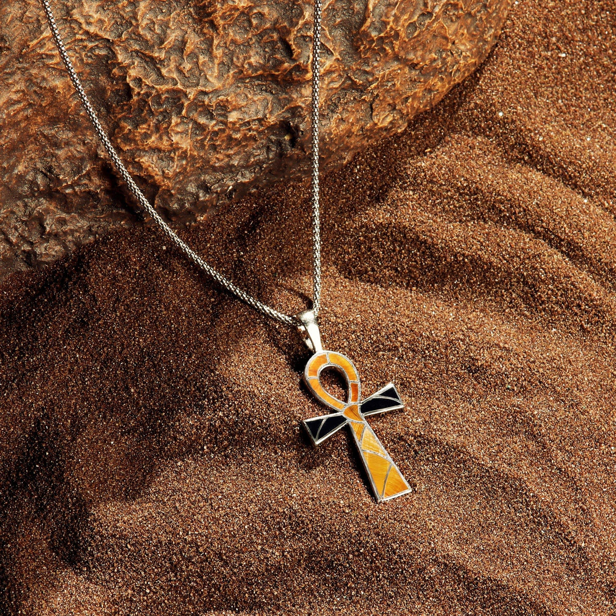 Spiritual Life - Tiger's Eye Onyx Ankh Necklace