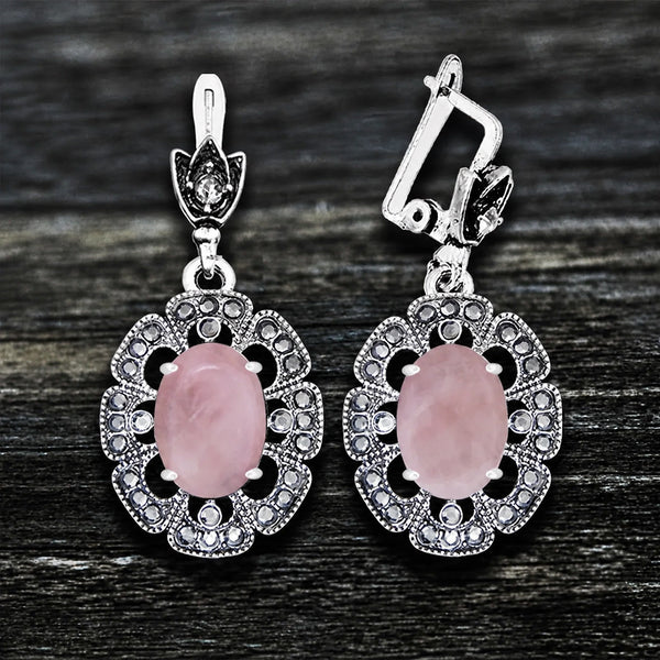 Antique Oval Pearl Petal Earrings