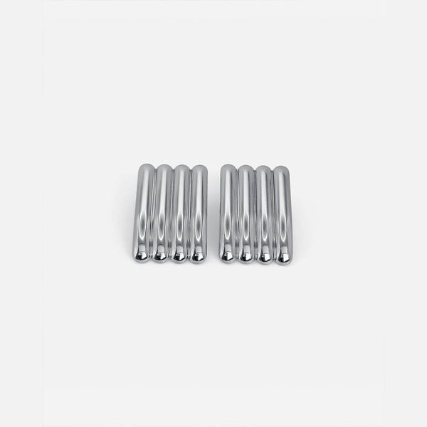 Artistic Silver Long Ribbed Earrings