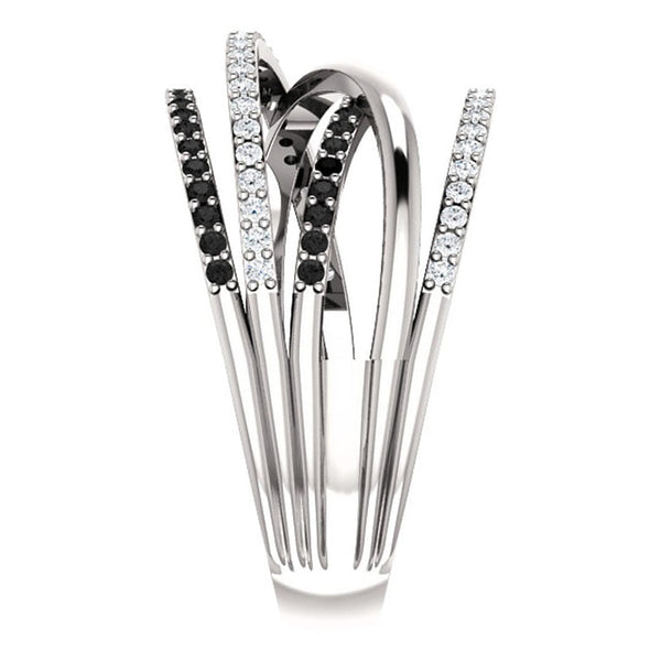 Black White Crossover Statement Ring