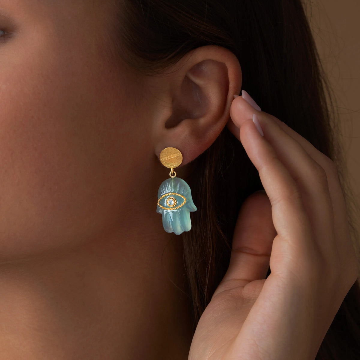 Skyward Grace Hamsa Dangle Earrings