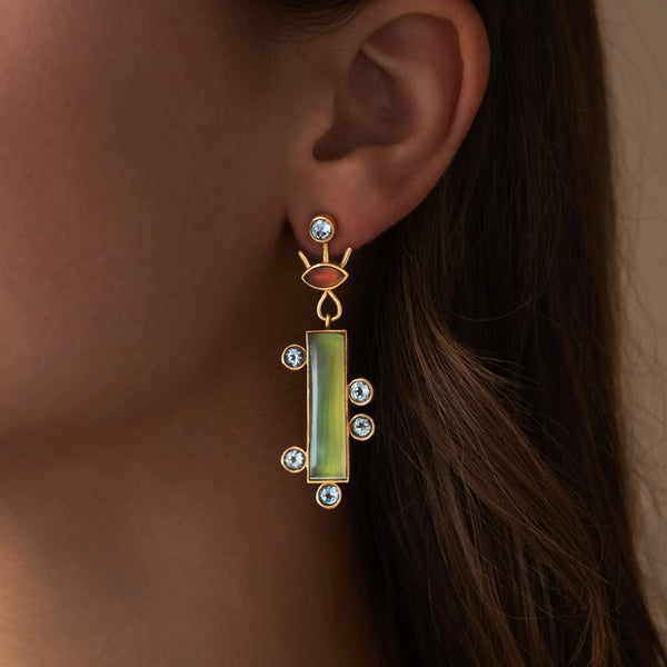 Azure Wishes Evil Eye Dangle Earrings