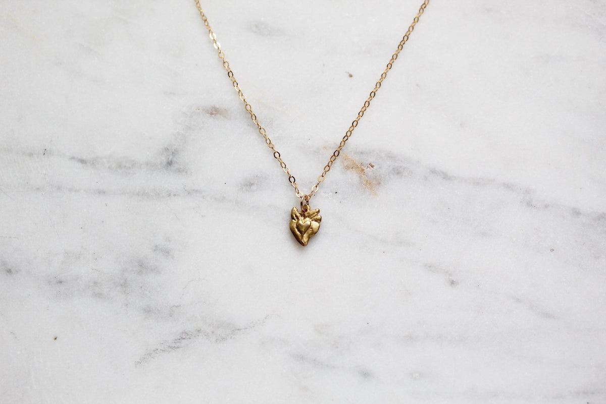 Tiny Sacred Heart Necklace