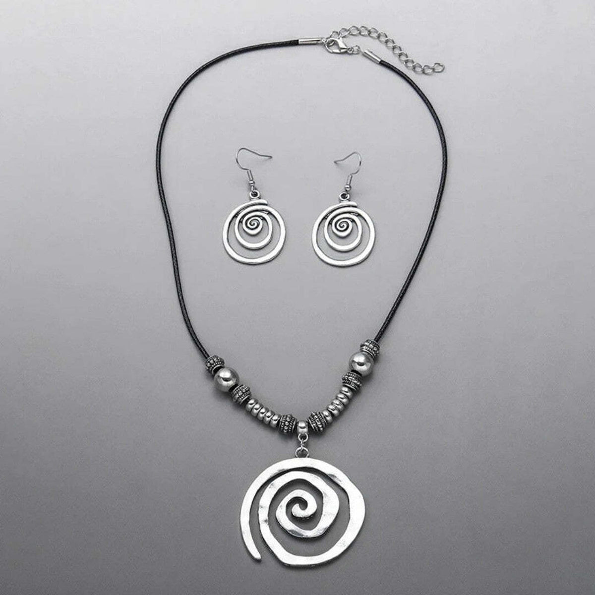 Silver Spiral Design Necklace and Earring Set