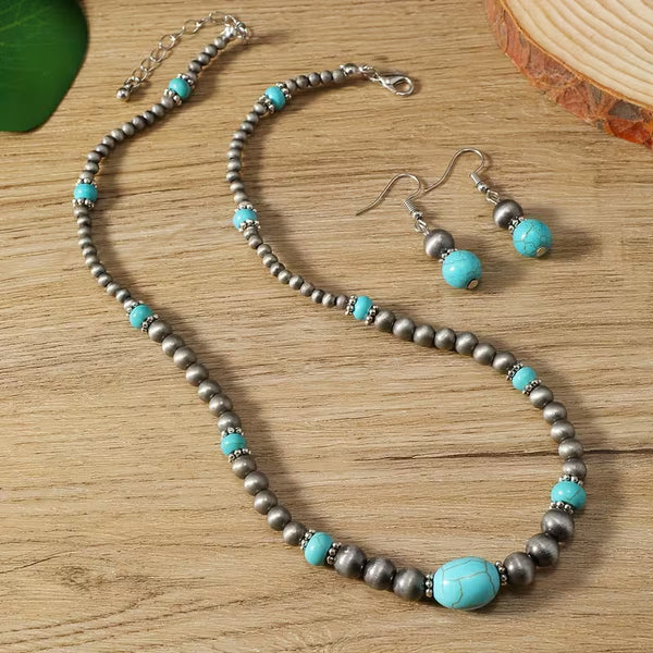 Turquoise Necklace and Earrings Modern Necklace
