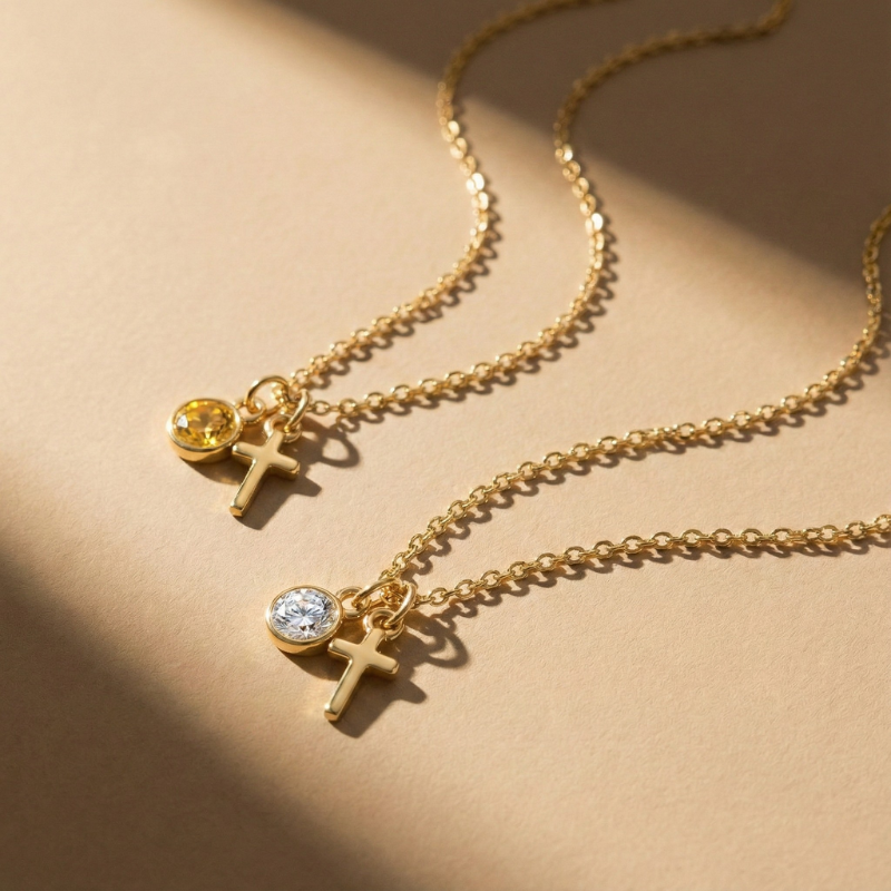 Birthstone Cross Necklace