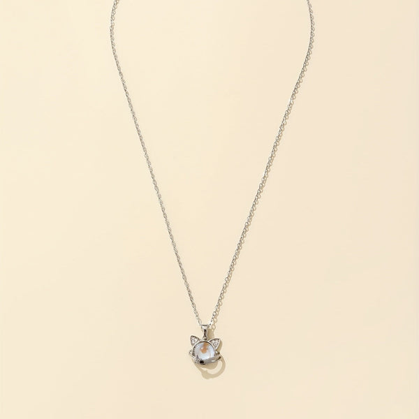 Adorable Moonstone Kitty Charm Necklace
