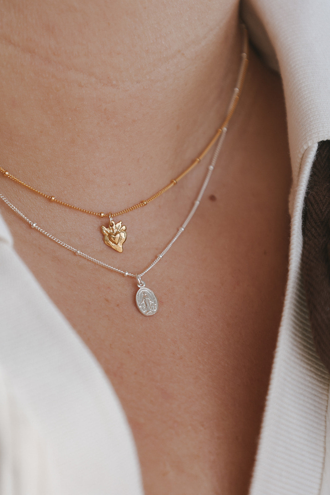 Tiny Sacred Heart Necklace
