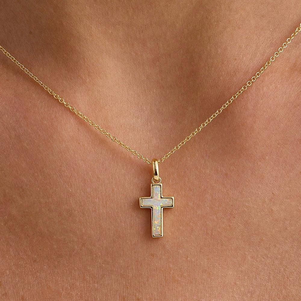 Opal Cross necklace