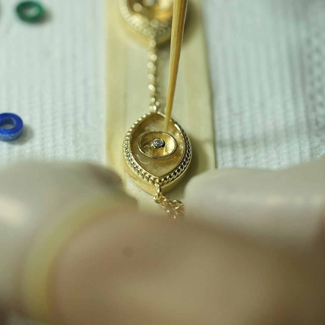Positive Intentions Amazonite Evil Eye & Hamsa Gold Necklace