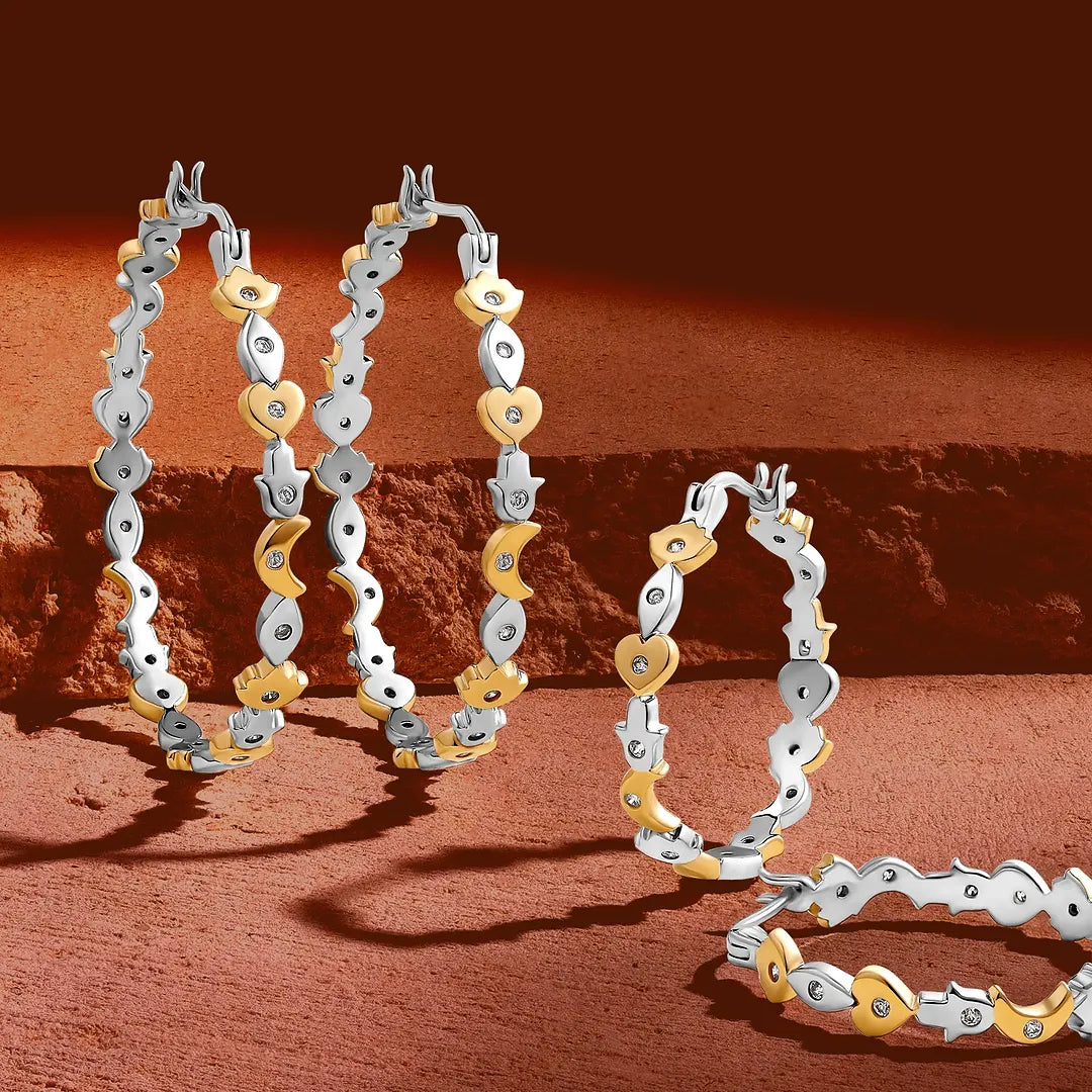 Guiding Light Multi-Charm Gold Hoop Earrings