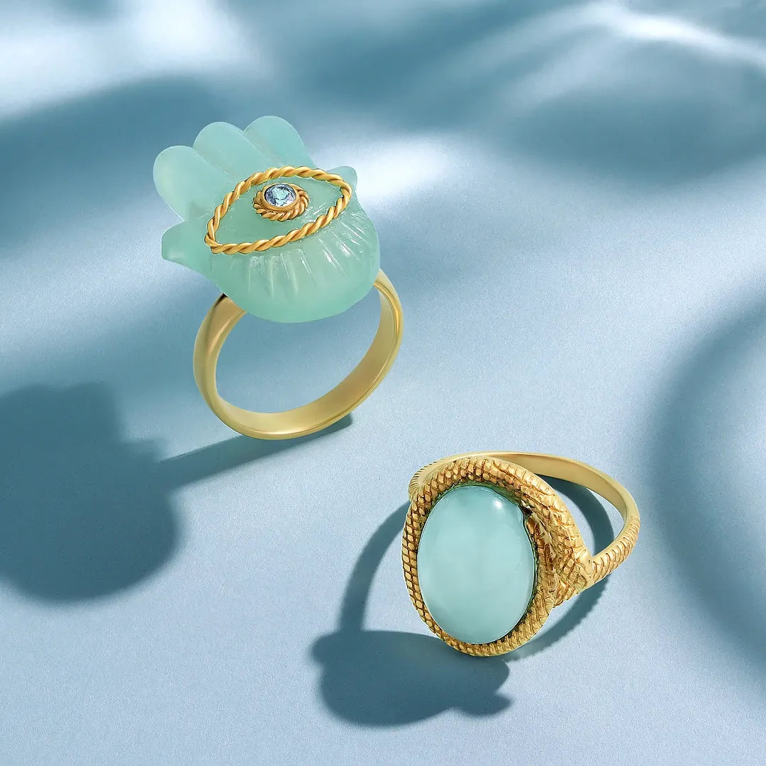 Sky Serpent Blue Chalcedony Ring