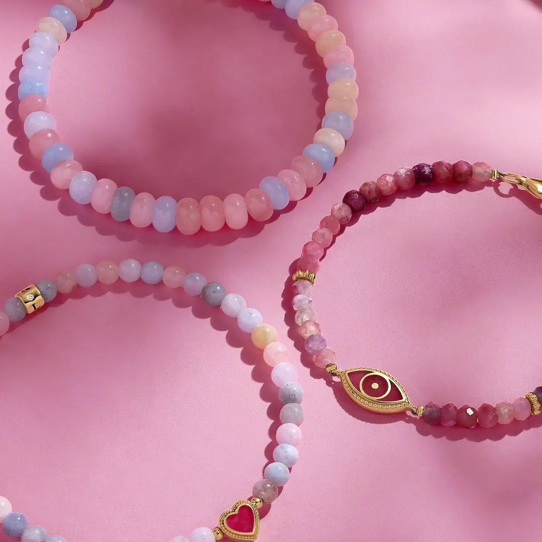 Loving Protection Pink Tourmaline Evil Eye Bracelet