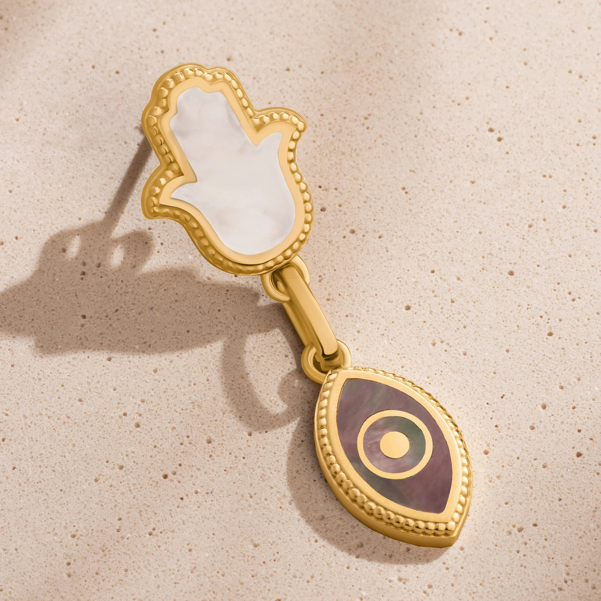 Boundless Joy Hamsa & Evil Eye Mother of Pearl Earrings
