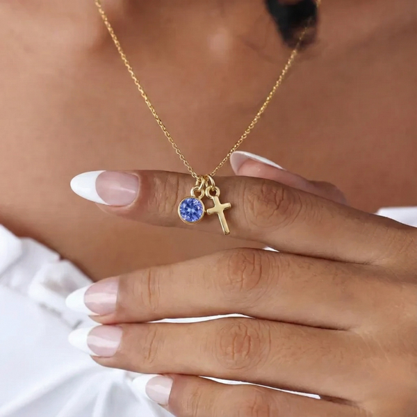 Birthstone Cross Necklace