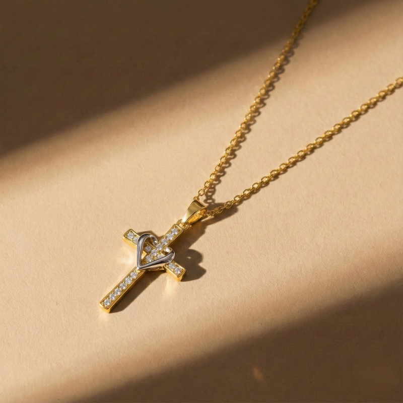 Two Tone Cross Necklace