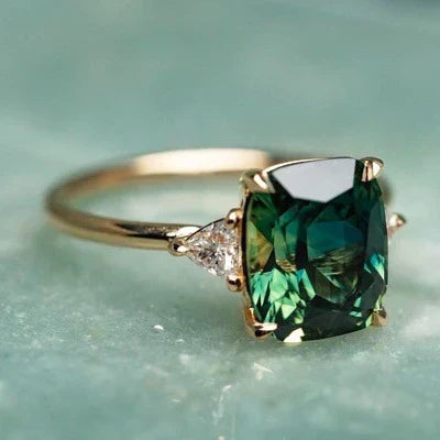 Vintage Inspired Green Gemstone Gold Ring
