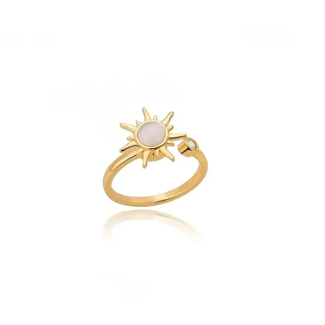 Celestial Sunbeam Moonstone Gold Ring