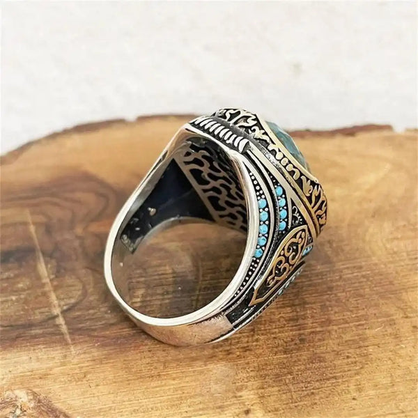 Antique Silver Blue Zircon Ring
