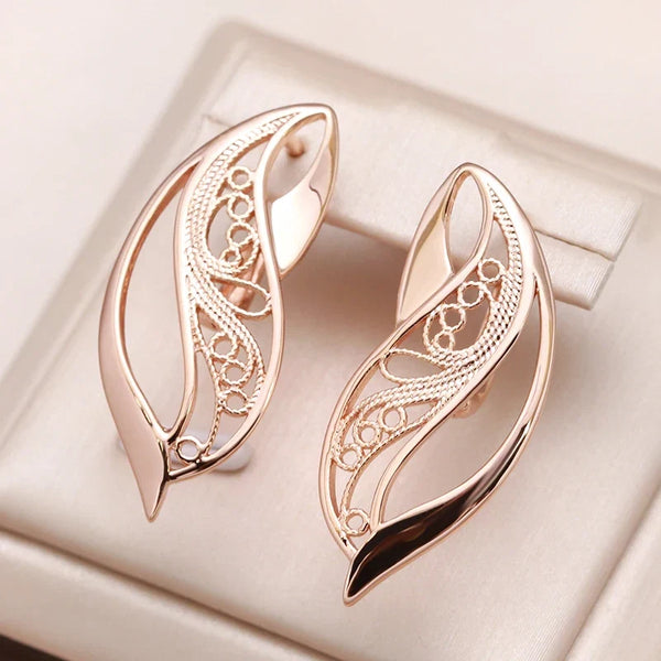 Artistic Curved Leaf Earrings