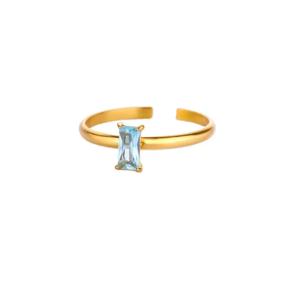 Adjustable Delicate Golden Ring with Colorful Gem