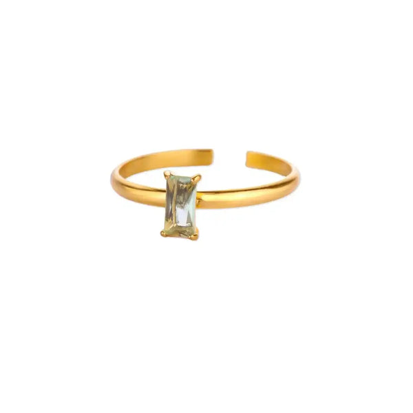 Adjustable Delicate Golden Ring with Colorful Gem