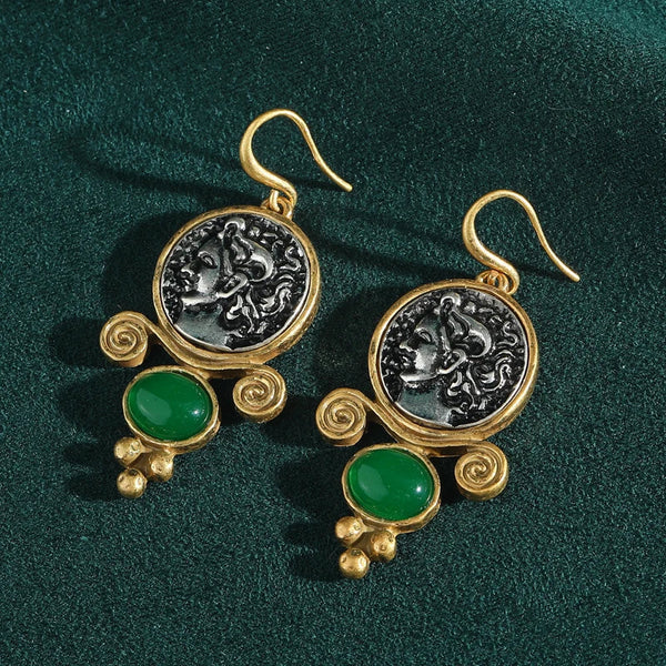 Artistic Carving Pearl Drop Earrings