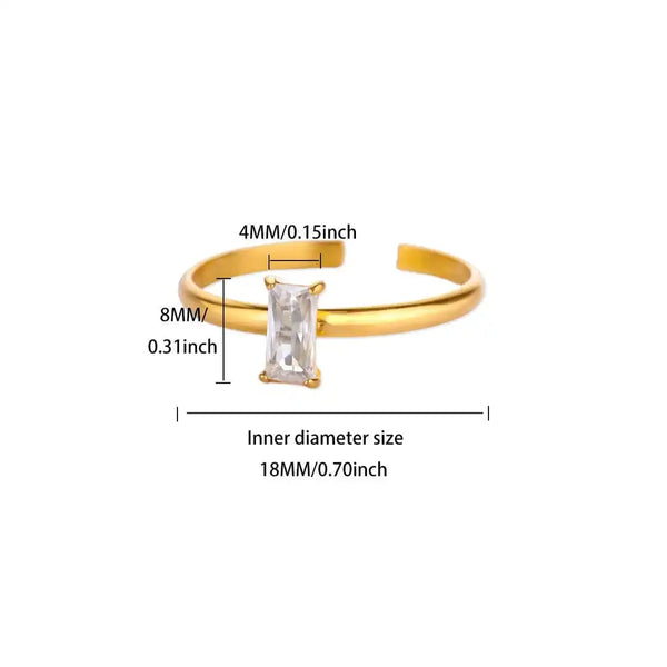 Adjustable Delicate Golden Ring with Colorful Gem
