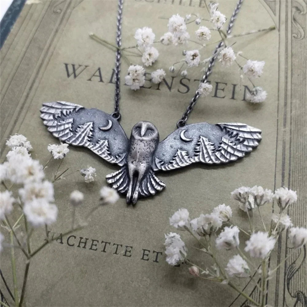 Vintage Owl Moon Necklace