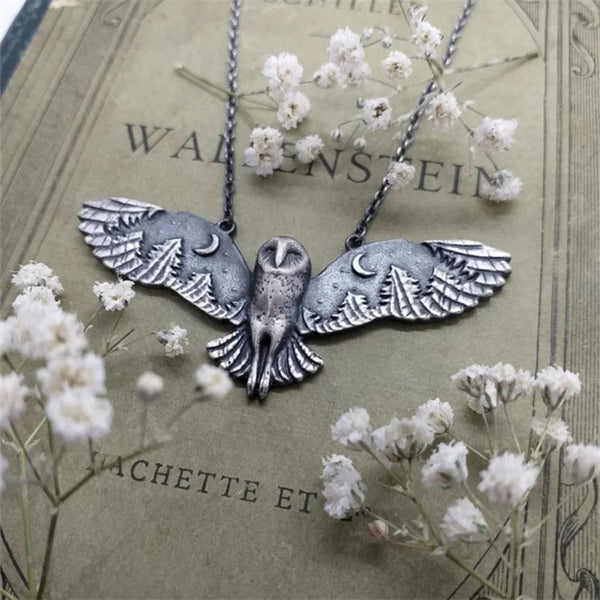 Vintage Owl Moon Necklace