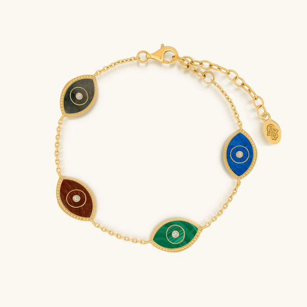 Blessed Soul Evil Eye Multi-Stone Chain Bracelet