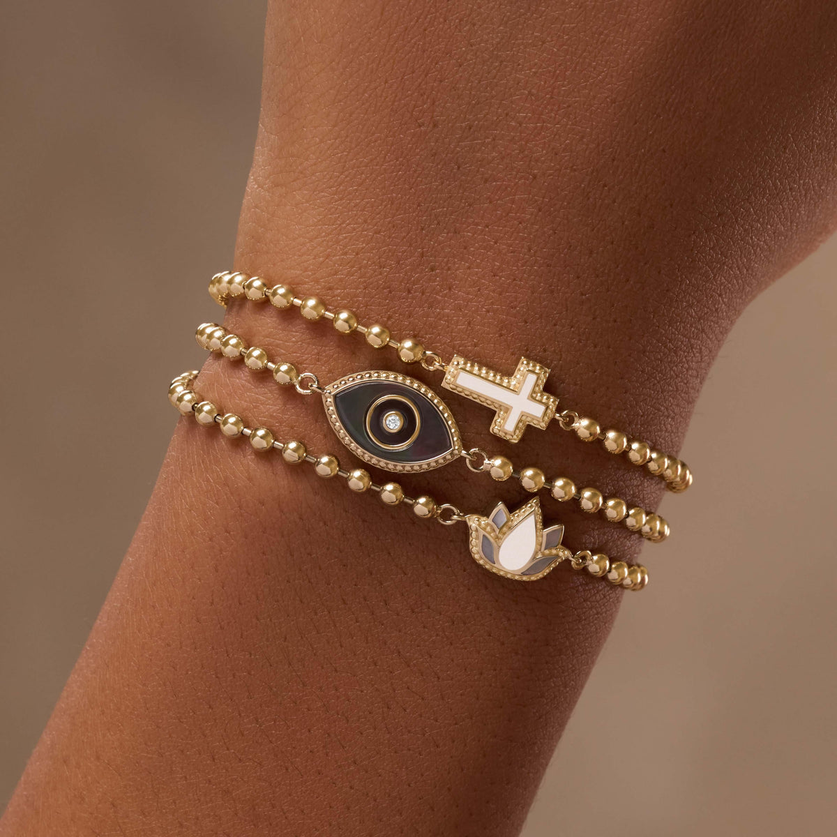 Delicate Karma Lotus Mother of Pearl Bracelet
