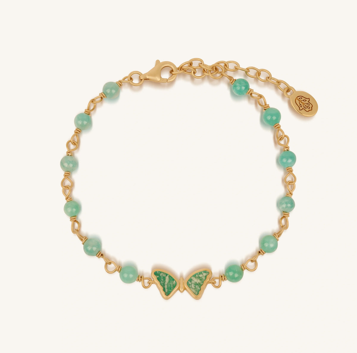Free Spirit Amazonite Butterfly Gold Bracelet