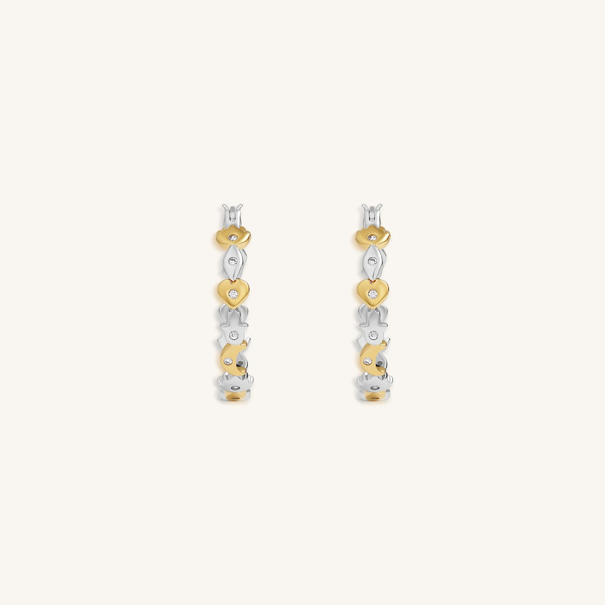 Guiding Light Multi-Charm Gold Hoop Earrings
