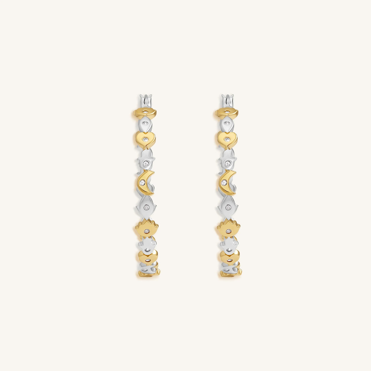Radiant Path Multi-Symbol Gold Hoop Earrings
