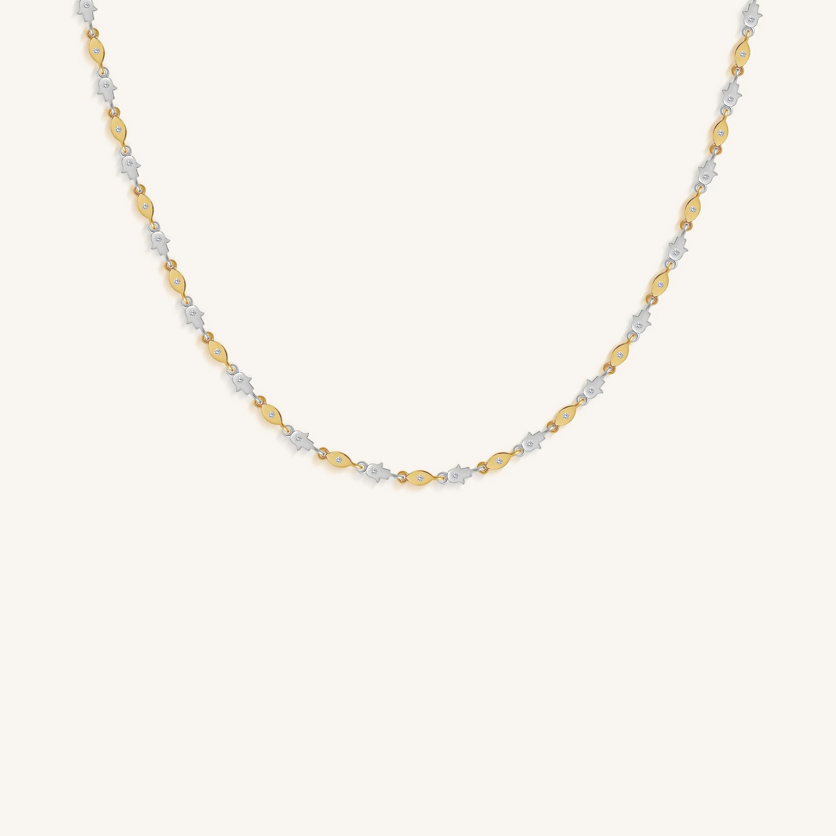 Dual Protection Hamsa & Evil Eye Mixed Metal Necklace