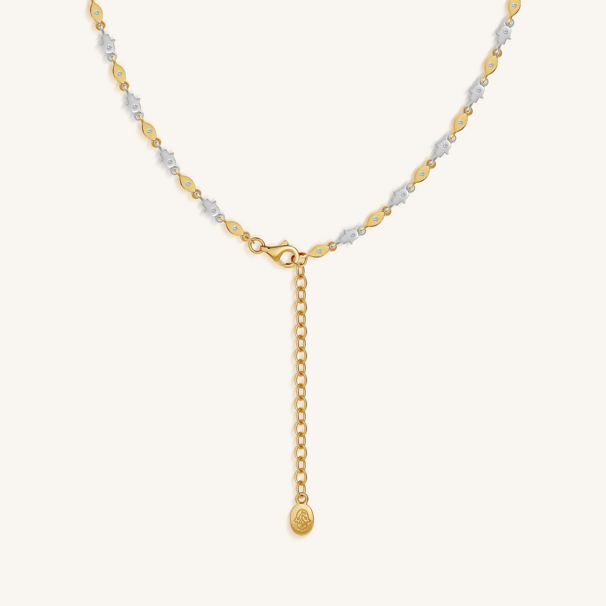 Dual Protection Hamsa & Evil Eye Mixed Metal Necklace