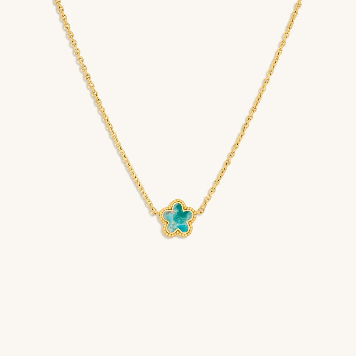 Constant Growth Turquoise Flower Gold Necklace