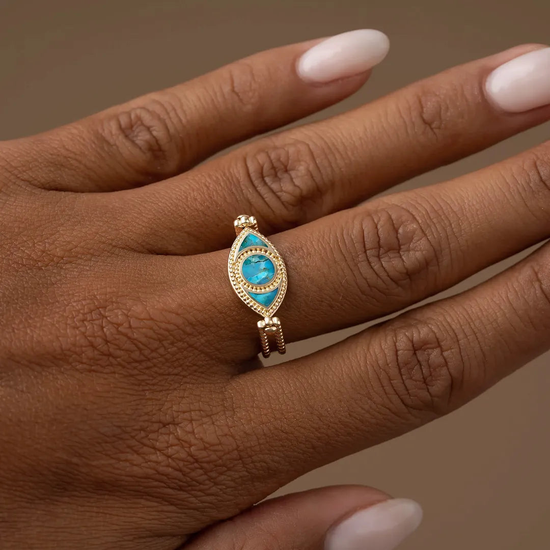 Radiant Tides Multi-Stone Evil Eye Ring