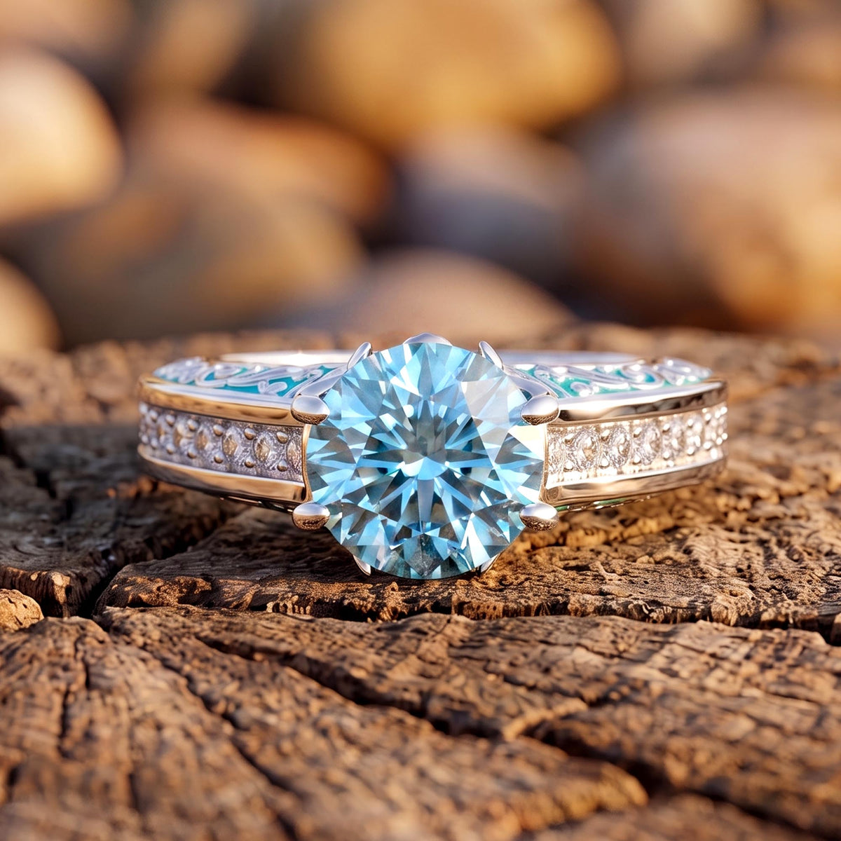 Antler Bloom Ring - Aquamarine