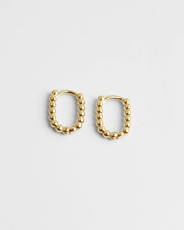 Beaded Oval Huggie Hoop Earrings