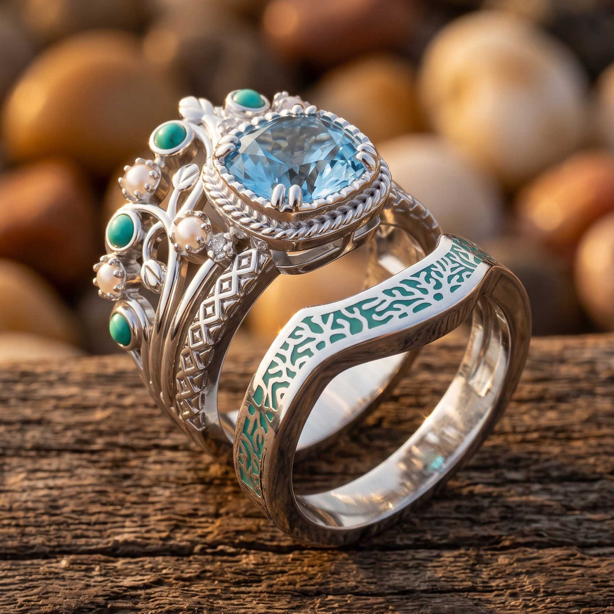 Calico Keepsake Ring - Aquamarine