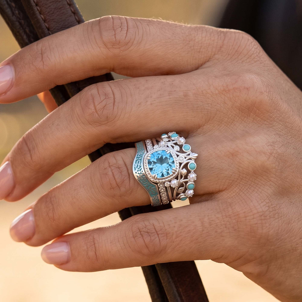 Calico Keepsake Ring - Aquamarine