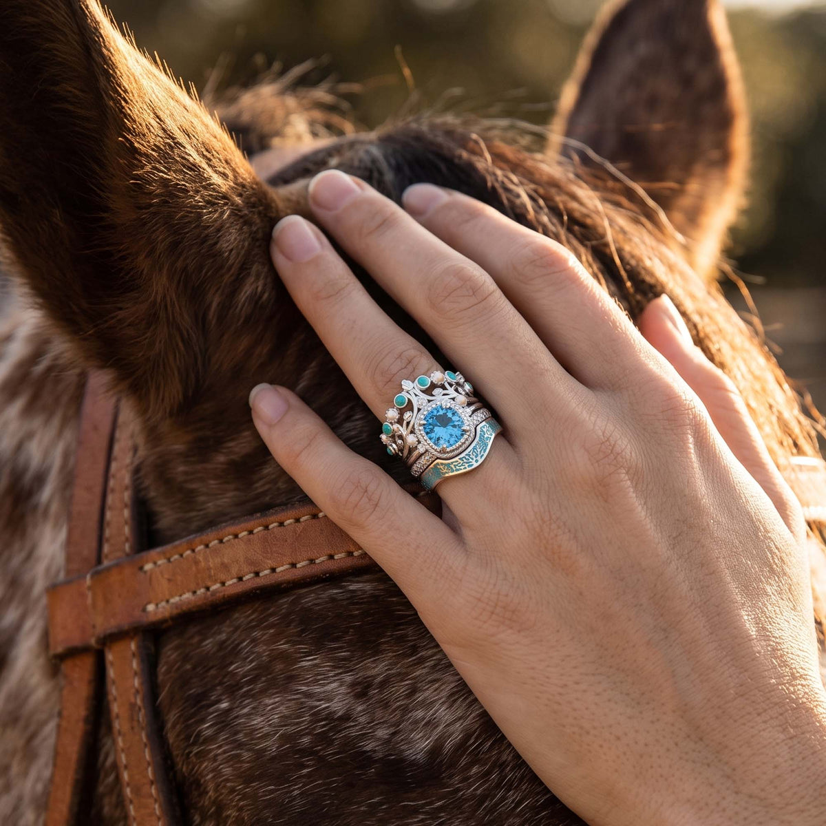 Calico Keepsake Ring - Aquamarine