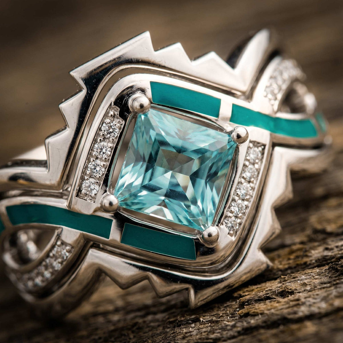 Cascading Ridges Ring - Aquamarine