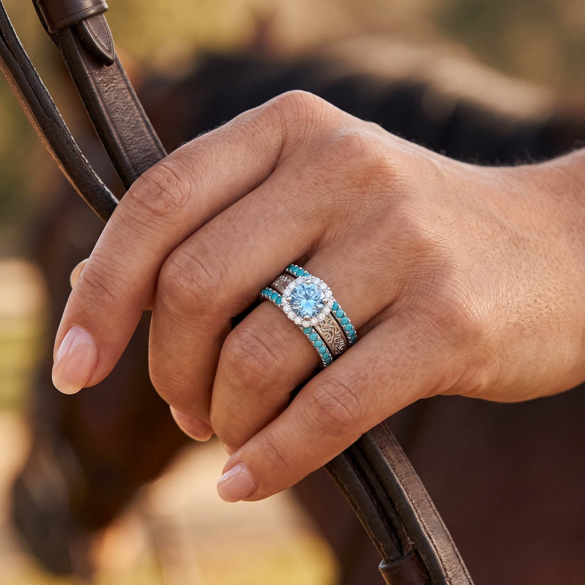 Desert Starpath Ring Set - Aquamarine