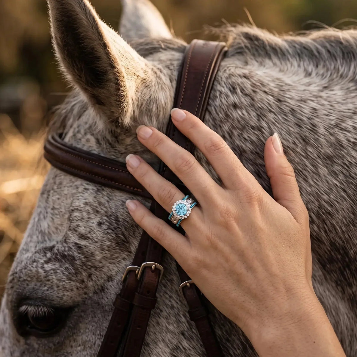 Desert Starpath Ring Set - Aquamarine