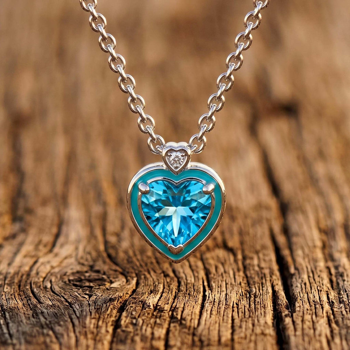 Loyal Heart Necklace - Aquamarine
