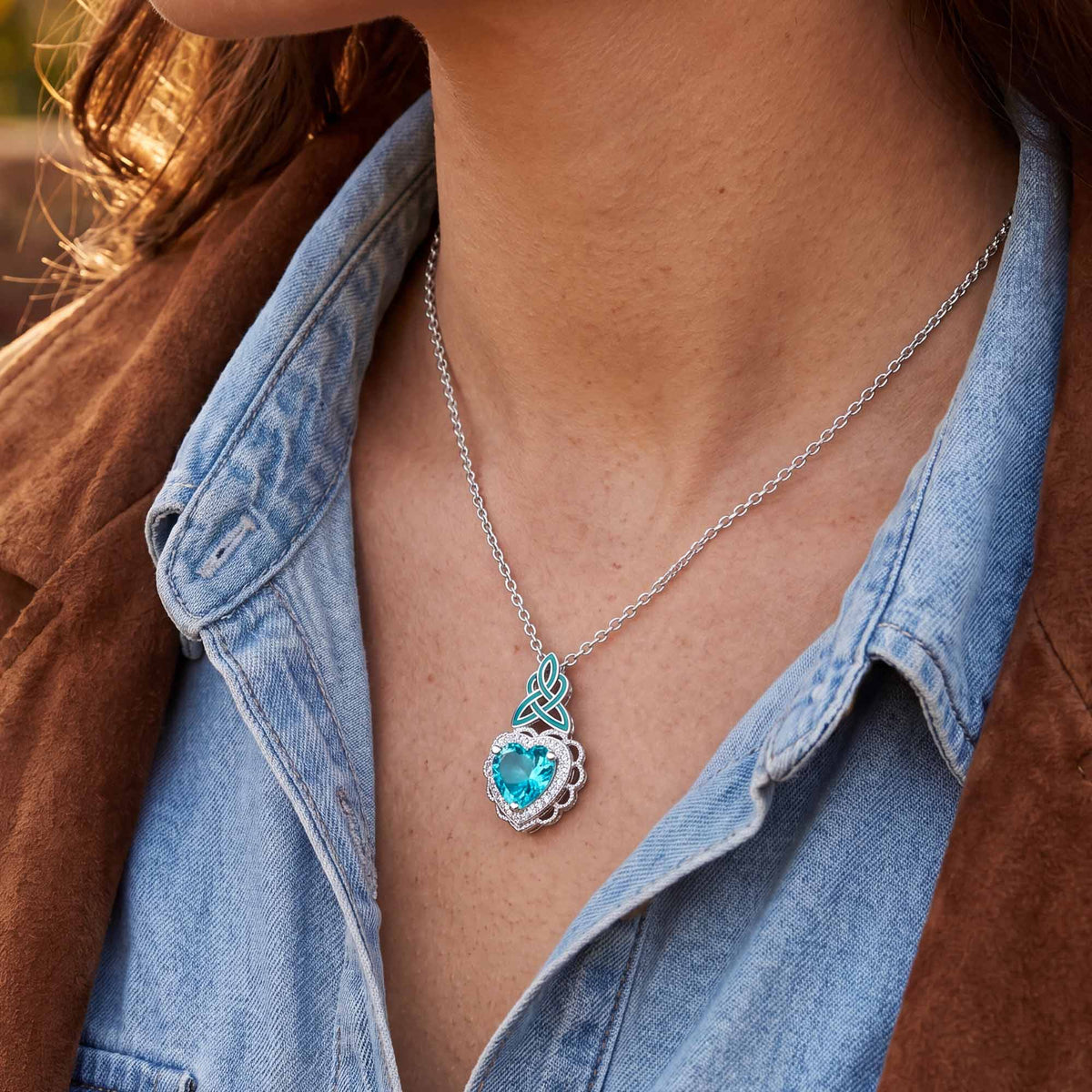 Ocean Heart Necklace - Aquamarine