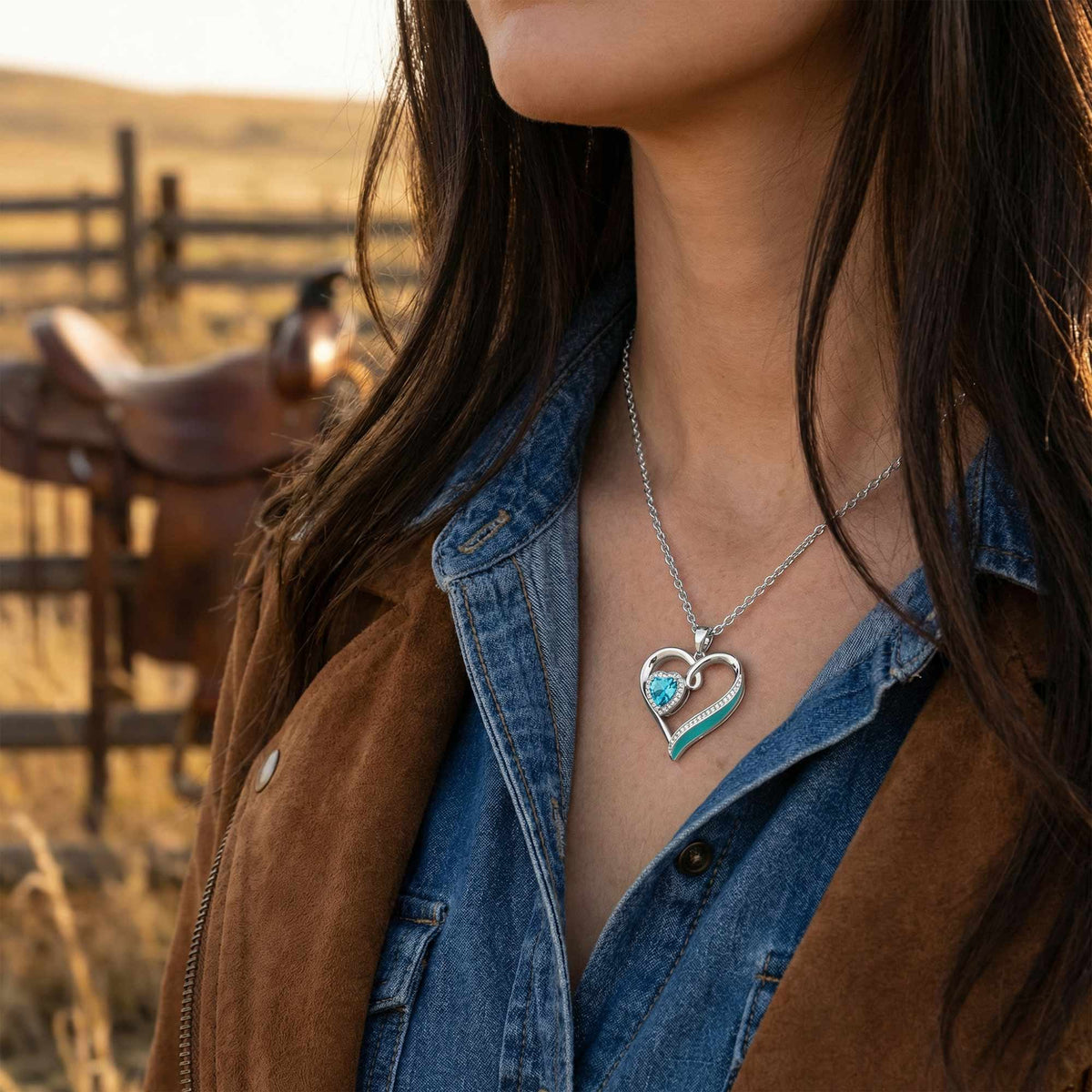 Passion Heart Necklace - Aquamarine